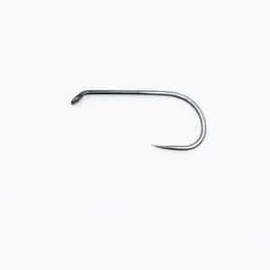 Barbless nymph fishing hook with curved eye