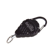Fishpond Arrowhead Retractor, black retracting clip with metal carabiner
