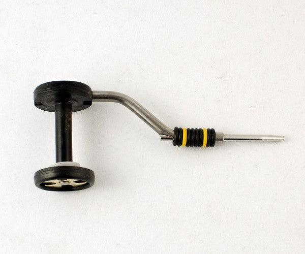 Rite Bobbin bobbin tool with black base, gold arm, and yellow spool bands