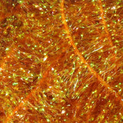 Hareline Krystal Flash chenille, orange with golden and green holographic flecks