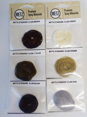 Betts Standard Z-Lon dubbing fibers, assorted colors in labeled packets