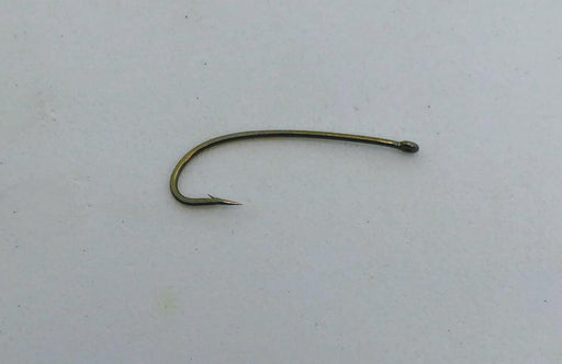 a fly tying hook with a slightly curved shank used to tie nymphs and hoppers 