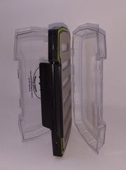 TETON polycarbonate waterproof box, two-sided open, clear shell with black latch and strap