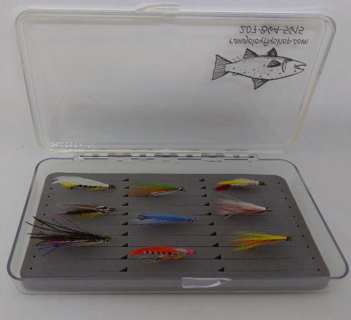 fly box with 9 streamer flies special in the Rangeley area