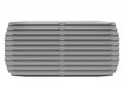 Fly box with ridged grey lid and layered compartments