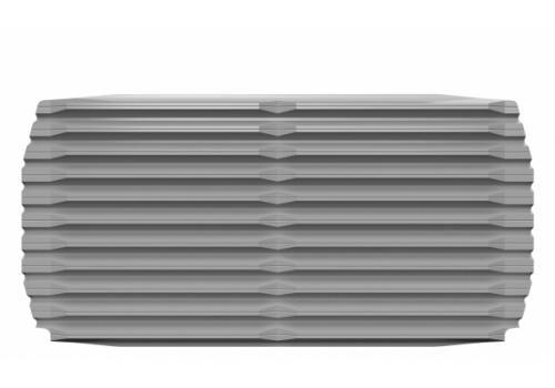 Fly box with ridged grey lid and layered compartments