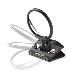 Magnifly magnifier with two fishing flies on magnets