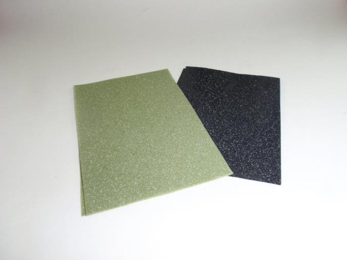 Micro-thin fly foam sheets, olive green and dark charcoal