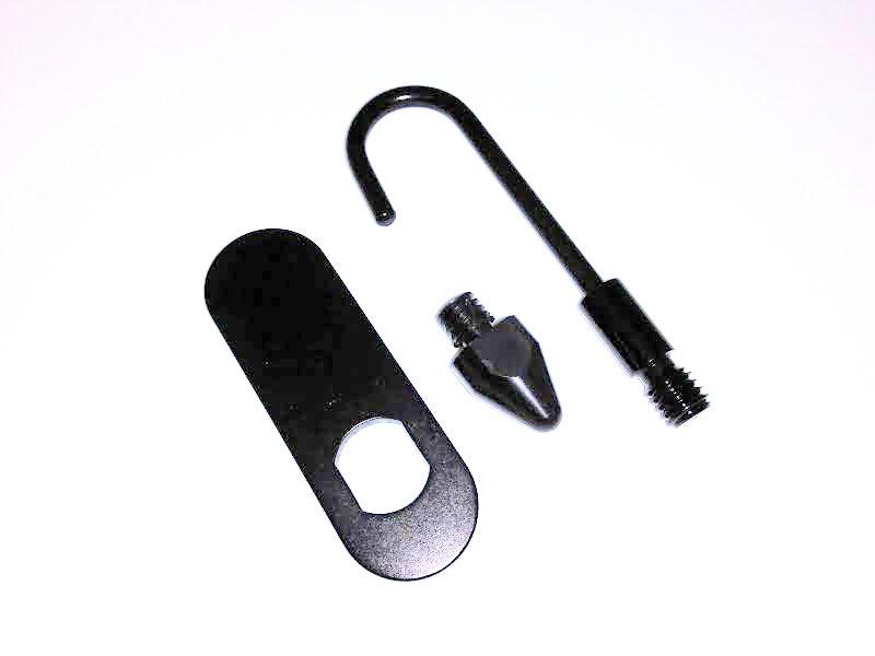 REC Magna staff accessory kit: black metal hanging hook and mounting clip
