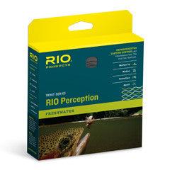 Rio Perception fly line box with green camo pattern and tan accents, yellow top handle
