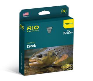 Fly line box for creek fishing, Premier packaging with Rio logo and green/yellow accents