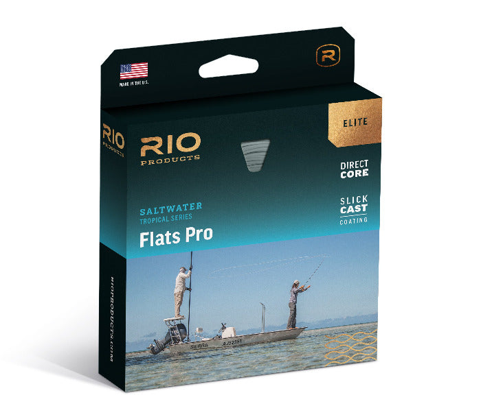 Fly line package box for Rio Elite Flats Pro, teal and blue branding