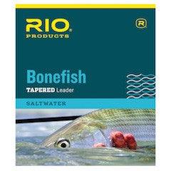 Bonefish tapered leader package with teal label and fish illustration
