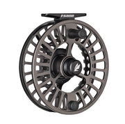 Sage Arbor XL fly fishing reel with ventilated gray spool and black handle knobs
