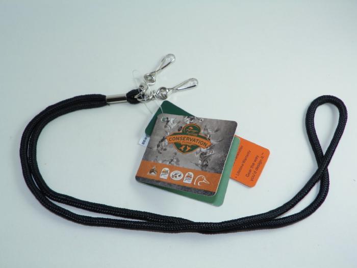 Sportdog double-clip lanyard with black cord and two silver clips