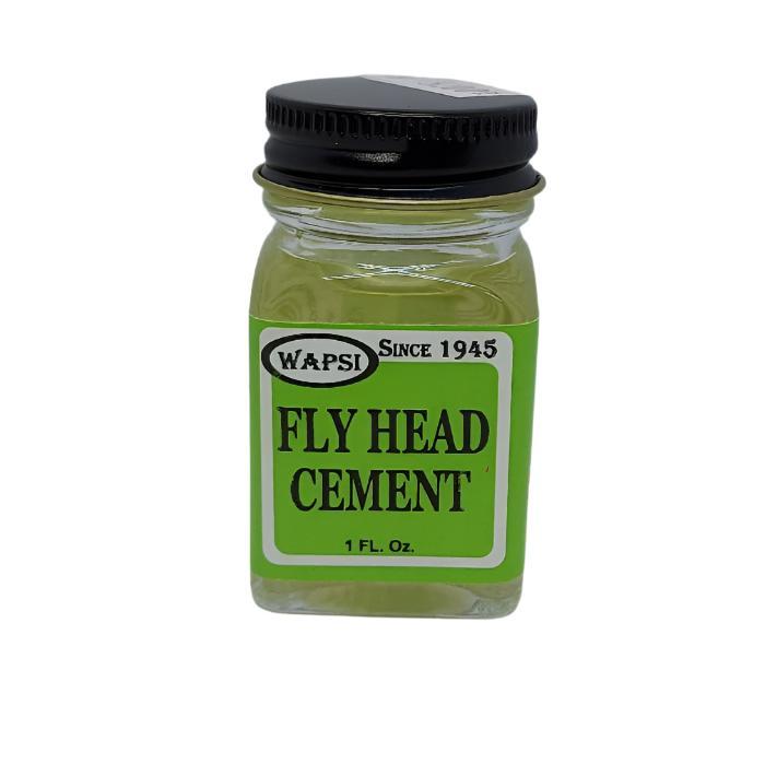 New formula Wapsi fly head cement in 1 oz. bottle with green label