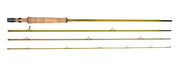 Douglas Upstream Plus fishing rod with cork handle and gold guides, multiple sections