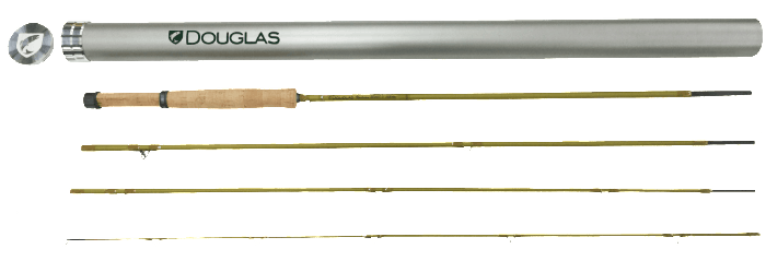 Set of fly fishing rods with cork handles and gold shafts