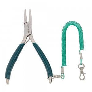 Dr. Slick barb pliers with teal lanyard and metal clip