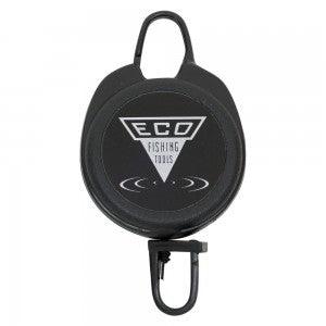 Dr. Slick Eco black fishing reel clip-on with ECO logo