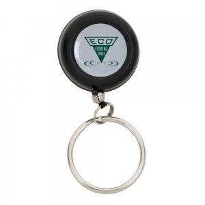 Dr. Slick eco badge reel with metal O-ring keychain, black cap