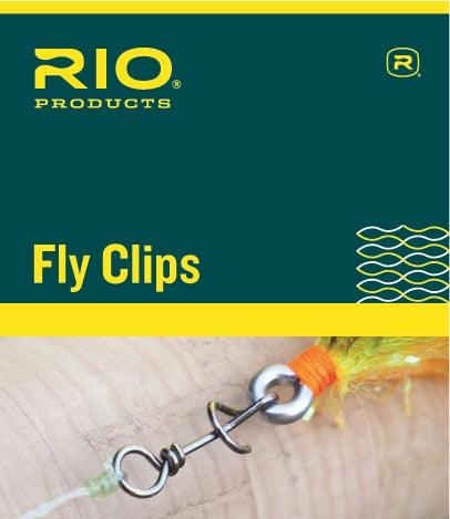 Metal fly clip with orange feather tail and double loop