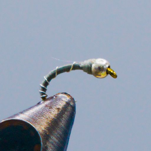 Dark-striped midge fly with silver bead and gold hook