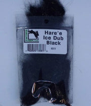 Fishing dubbing in black, clear pouch with label