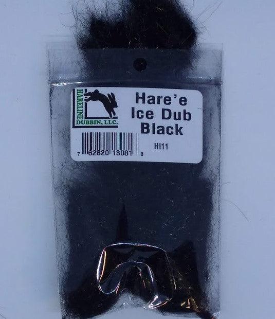 Fishing dubbing in black, clear pouch with label