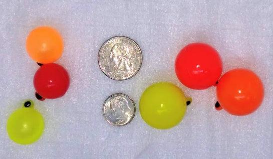 Thingamabobber set of round colorful balls in orange, red, yellow with black dots