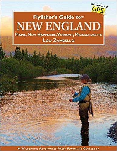 Flyfisher's Guide to New England hardcover book cover, title and angler illustration