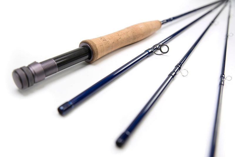 Douglas LRS fly rod with cork handle and multiple line-guide sections