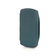 Magnetic fly box, closed teal smoke-gray case with side access notches