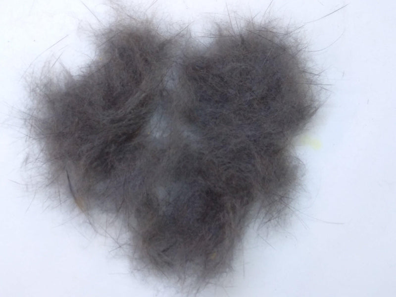 Muskrat dubbing, dark gray fur clump for fly tying