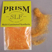 Synthetic dubbing fiber, orange glittery blend in clear bag with Prism SLF label