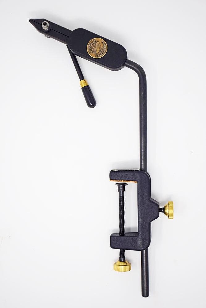 Metal vise clamp tool with black handles and yellow accents
