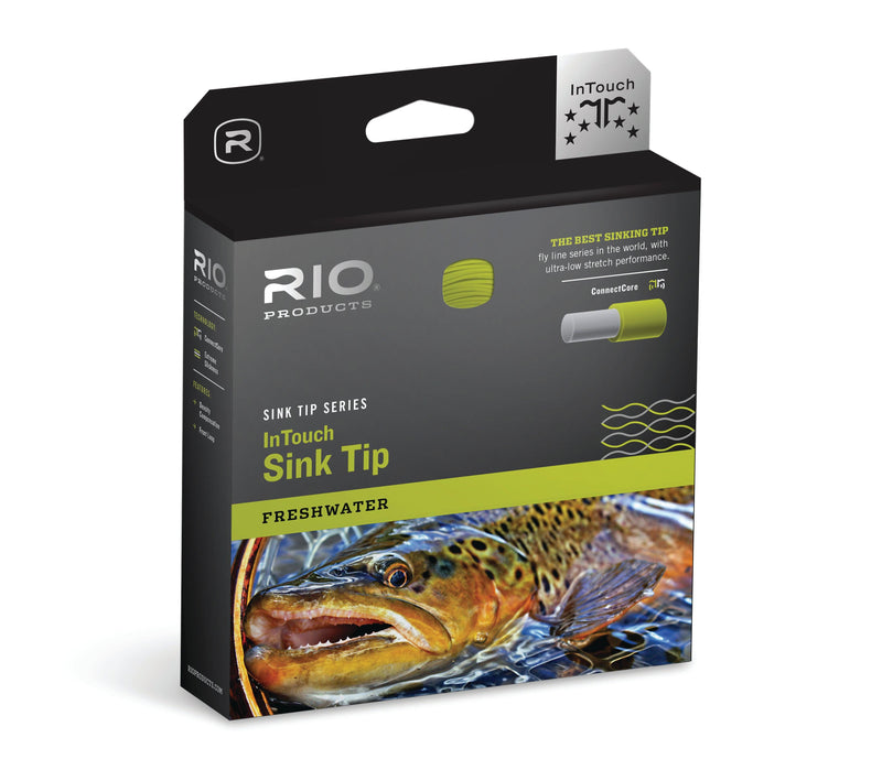 Rio InTouch sink tip fly line box, freshwater, black with yellow accents