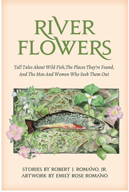 River Flowers art print with river fish and green floral leaves