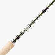 Sage Sonic fly rod butt section with printed branding and cork handle