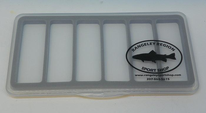 Slim fly box with clear lid and multiple rectangular compartments
