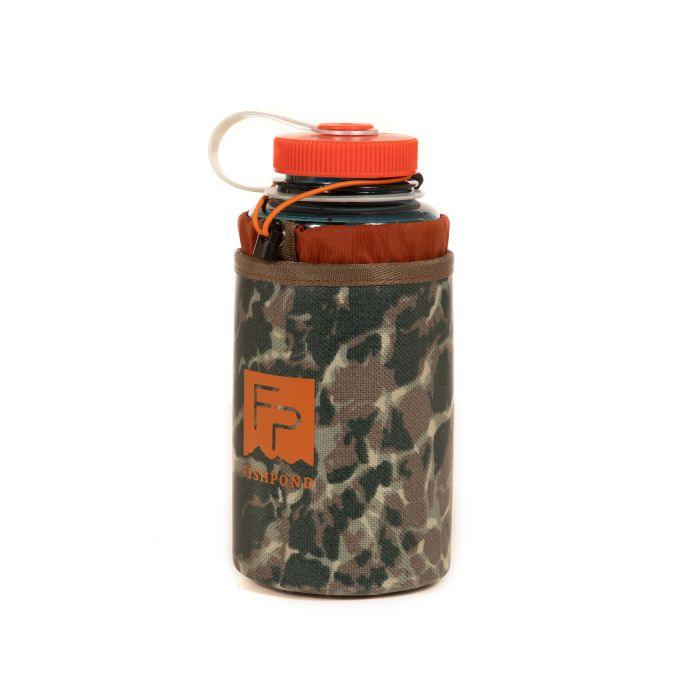 Thunderhead water bottle holder in green-brown camouflage with orange cap