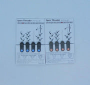 Carded spare threader set with multiple black-handled tools and needles