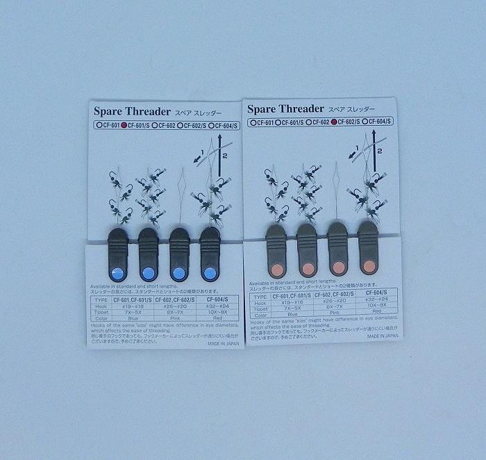Carded spare threader set with multiple black-handled tools and needles