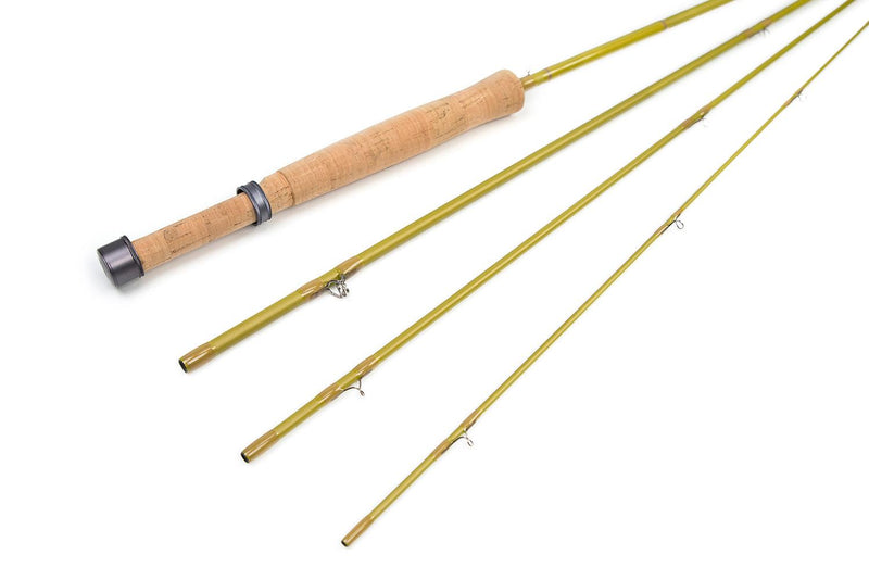 Fly fishing rod with cork handle and gold guides